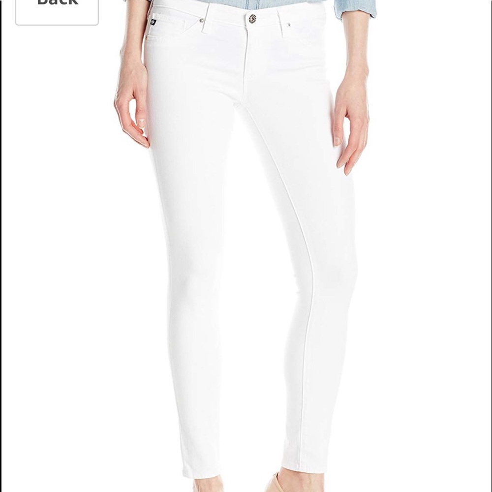 AG “Stilt Roll-Up” cigarette white jeans.